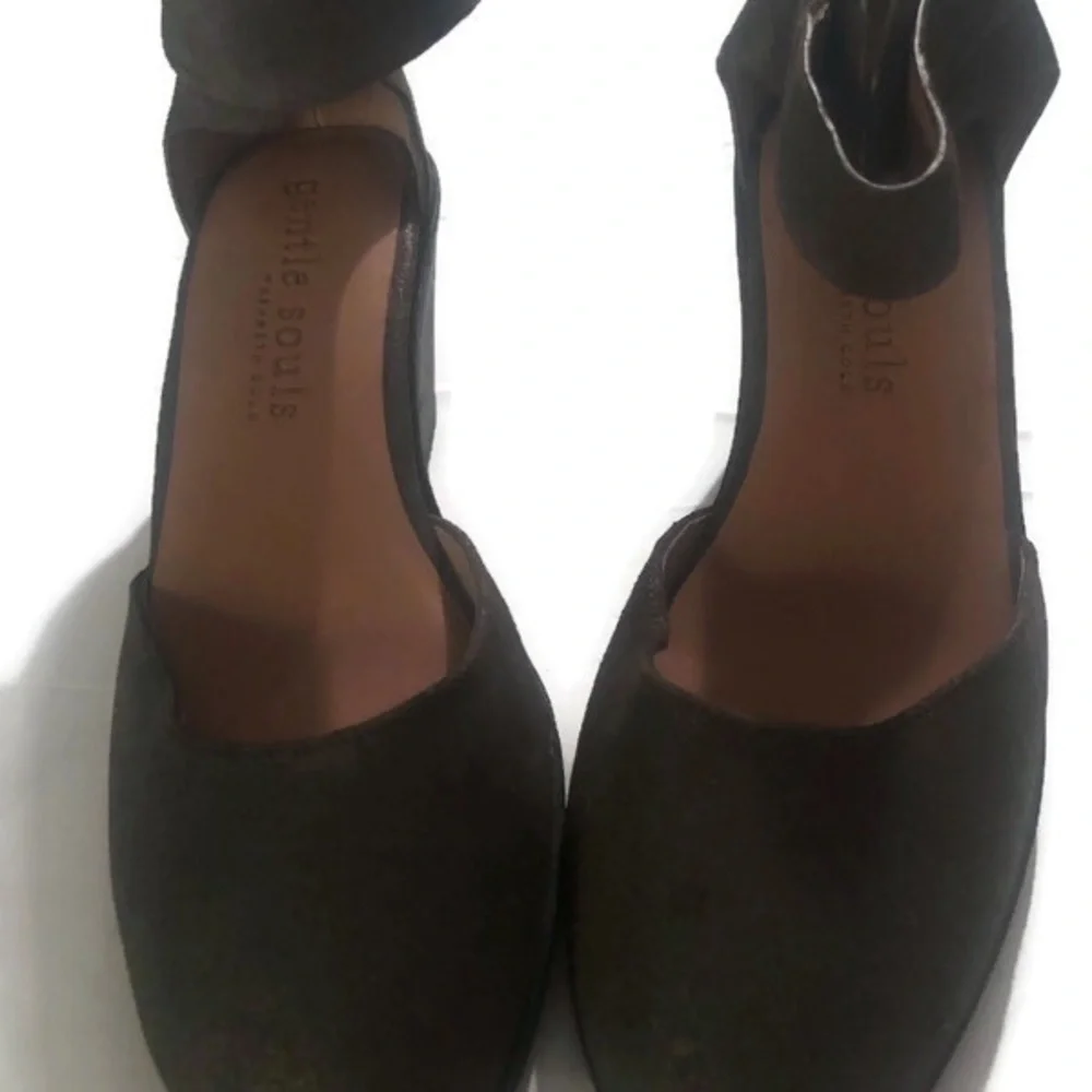 Gentle Souls By Kenneth Cole Leather Brown Metallic Blaise Wedge Sandal Sz 7 EUC